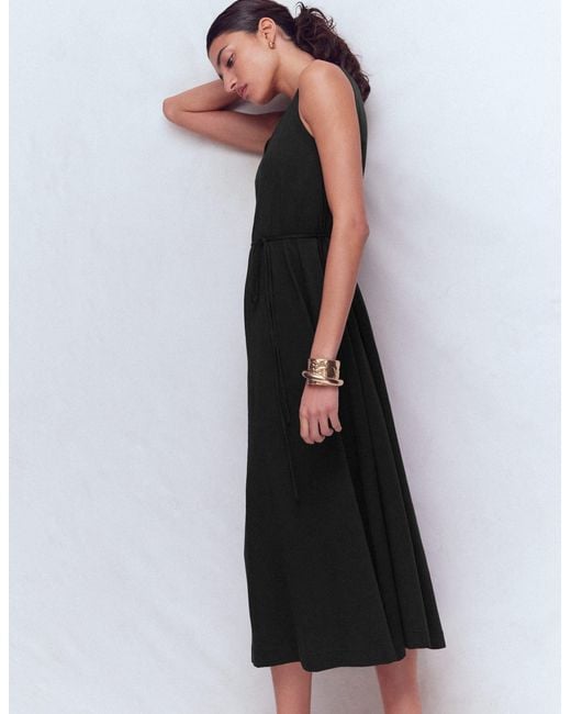 Boden Black Mia V-Neck Jersey Midi Dress