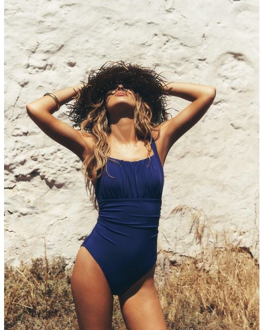 Boden Blue Skiathos Ruched Panel Swimsuit