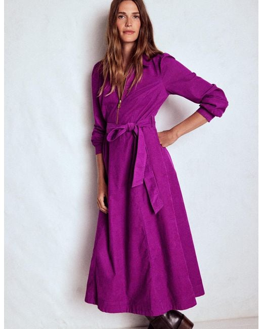 Boden Purple Adelaide Zip Cord Midi Dress