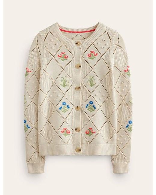 Boden Natural Cotton Embroidered Cardigan