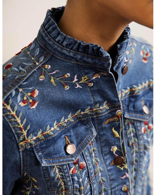 Boden Denim Carla Ruffle Collar Jacket 