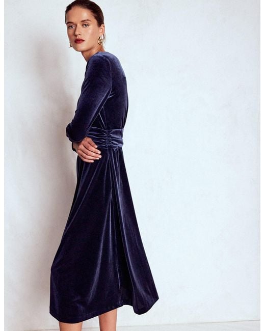 Boden Blue Tilda Velvet Midi Dress
