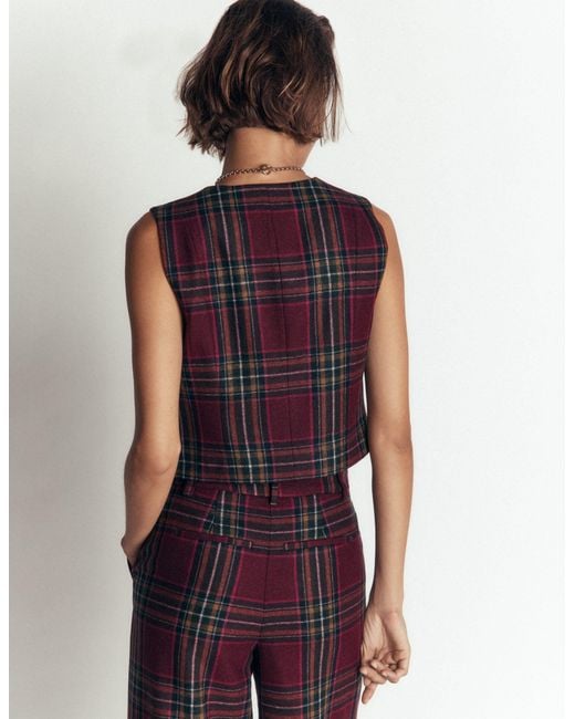 Boden Red V Neck Wool Blend Waistcoat