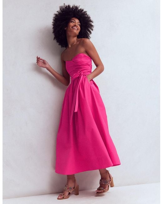 Boden Pink Strapless Taffeta Dress