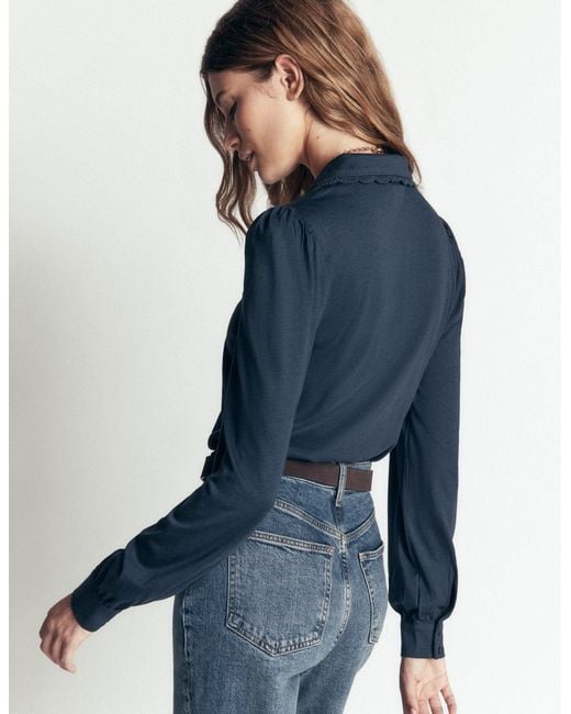 Boden Blue Lace Frill Blouse