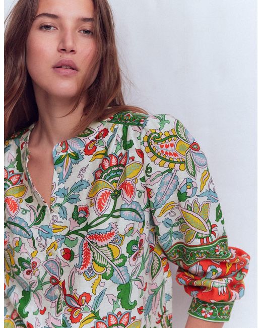 Boden Multicolor Alicia Linen Top-Multi, Botanical Trail