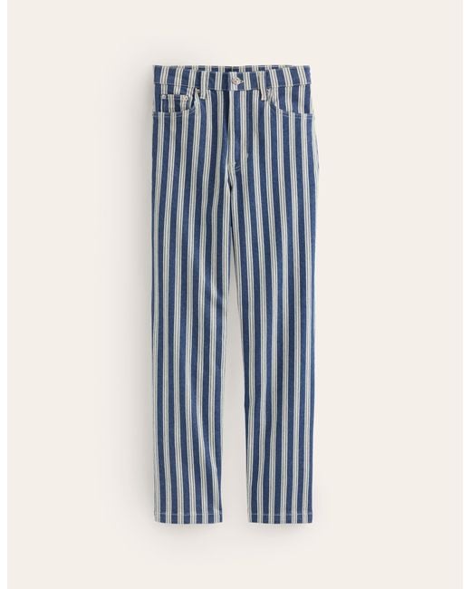Boden Blue Striped Straight Jeans