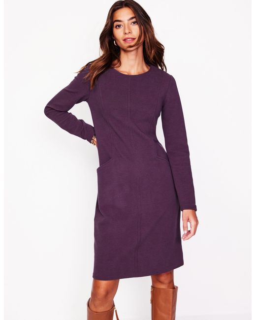 Boden Purple Textured Ottoman Shift Dress