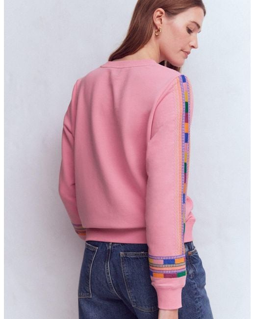 Boden Pink Hannah Embroidered Sweatshirt