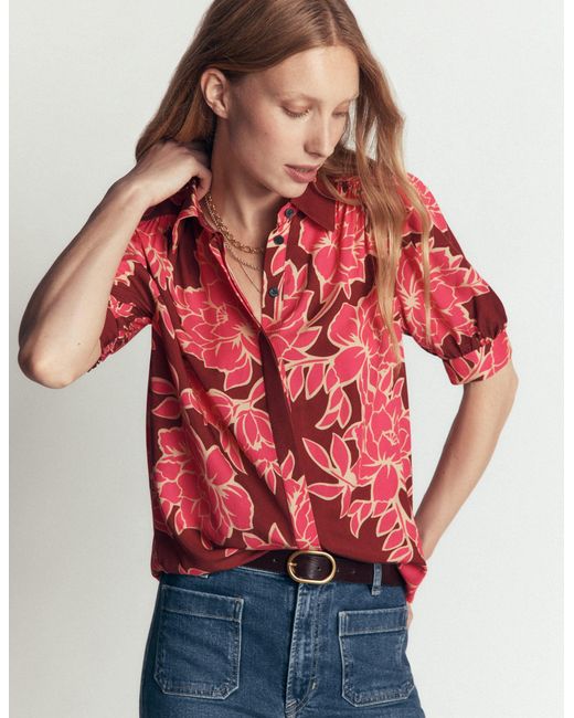 Boden Red Penelope Viscose Top