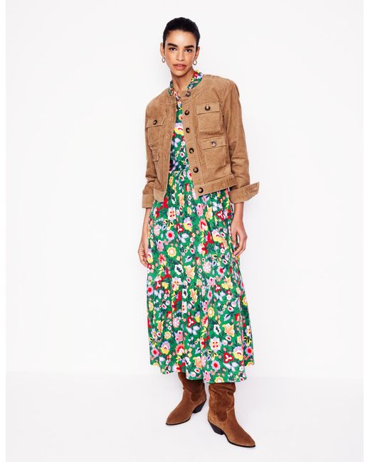 Boden Green Willow Tiered Jersey Dress