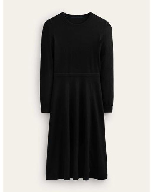 Boden Black Maria Knitted Midi Dress