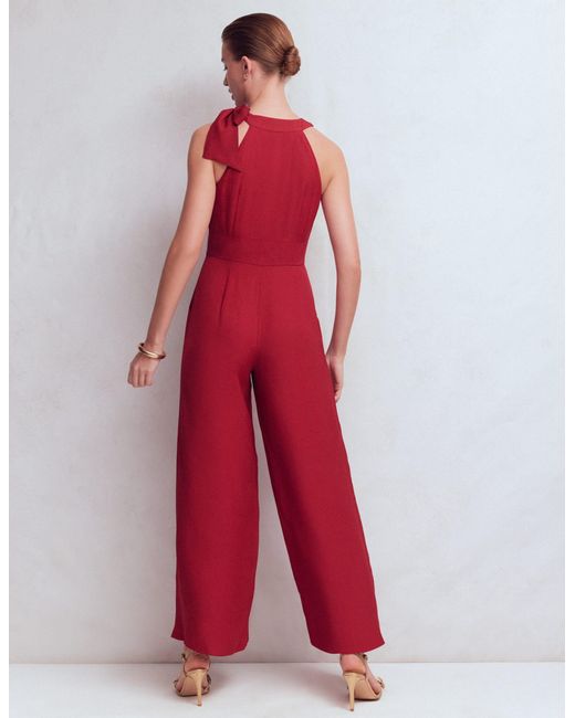 Boden Red Tie Halter Neck Jumpsuit