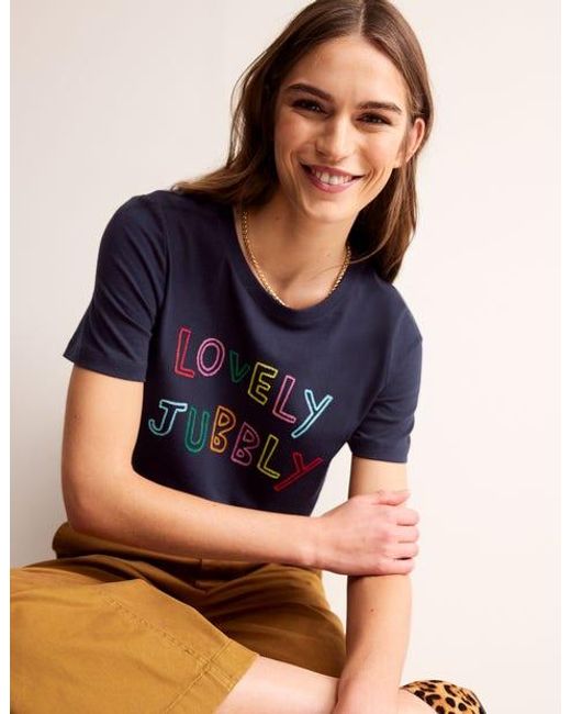 Boden Blue Rosa Embroidered T-Shirt