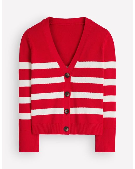 Boden Red Lucy Relaxed Cotton Cardigan