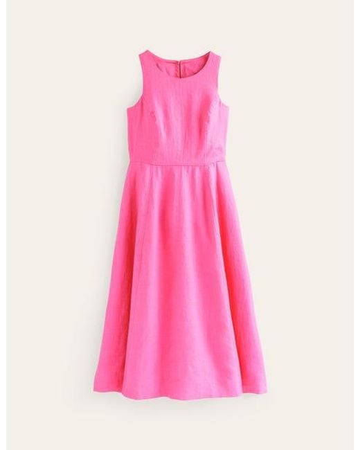 Boden Pink Carla Linen Midi Dress