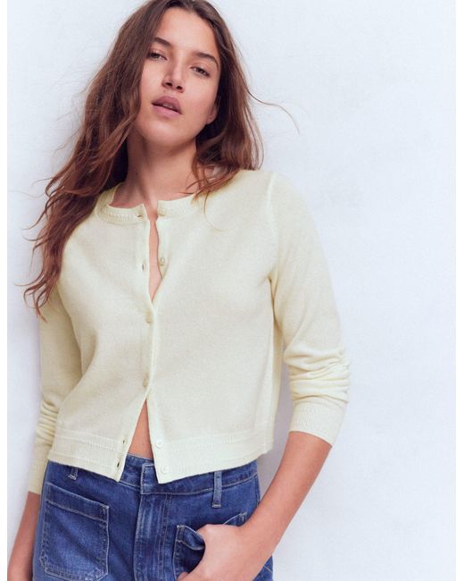 Boden Blue Eva Cashmere Cropped Cardigan