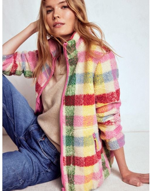 Boden Brown Westminster Borg Jacket-Multi, Check