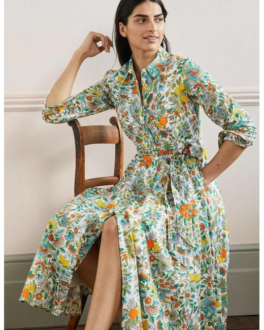 boden kitty midi shirt dress Boden Kitty Midi Shirt Dress French , Scenic Meadow , French , Scenic Meadow in Blue