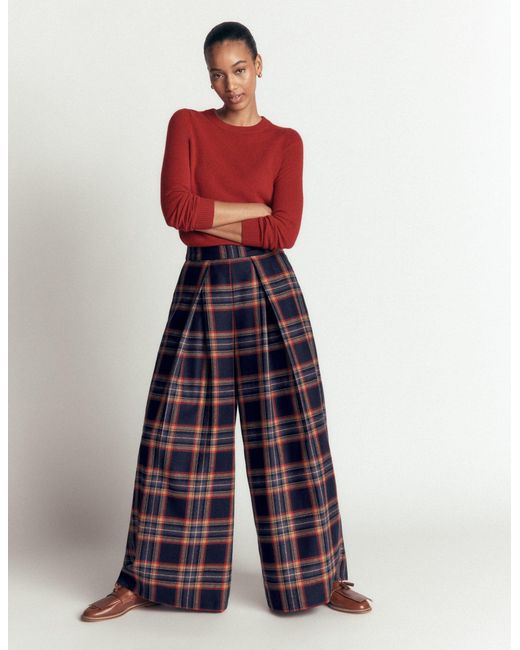 Boden White Wool Blend Pleated Culottes