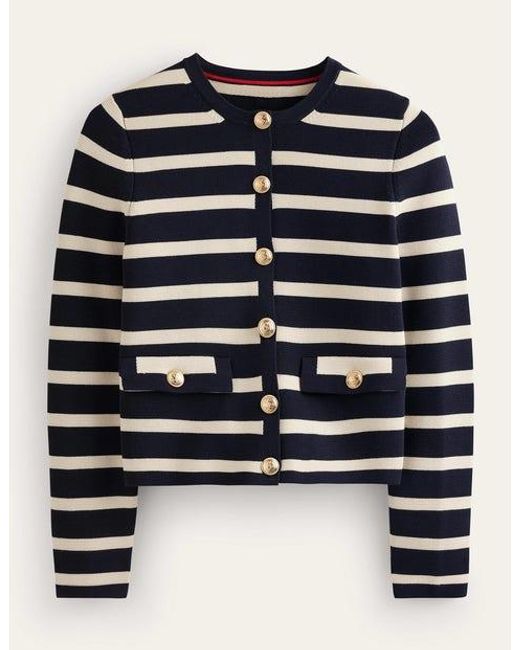 Boden Blue Cropped Knitted Jacket