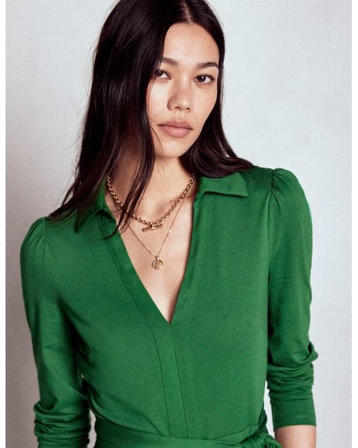 Boden Green Imogen Collared Jersey Dress