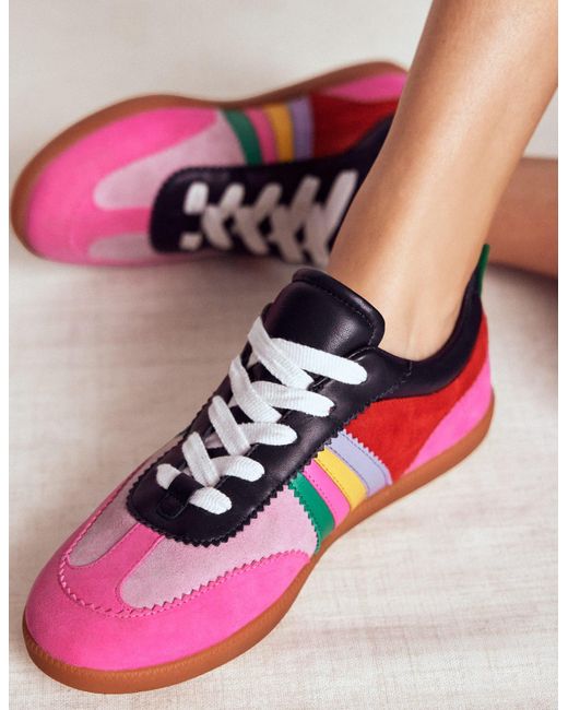 Boden Pink Erin Retro Tennis Trainers