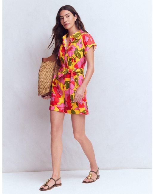 Boden Multicolor Kay Linen Playsuit