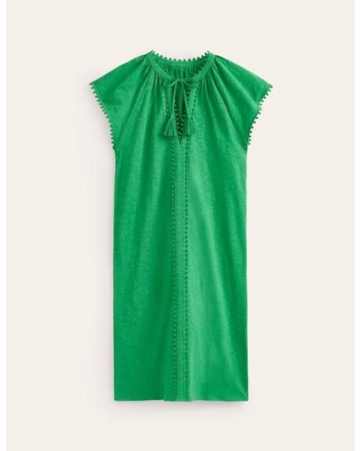 Boden Green Millie Pom Cotton Dress