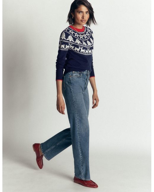 Boden Blue Edie Fair Isle Sweater