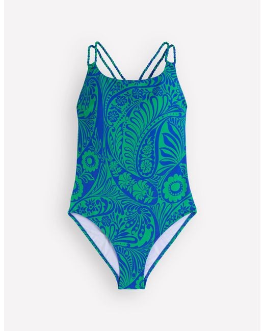 Boden Blue Twist Strap Swimsuit