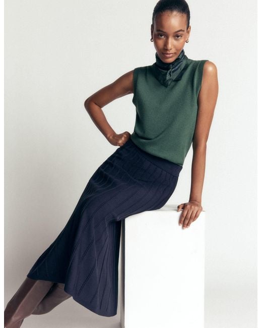 Boden Blue Ottoman Knitted Midi Skirt