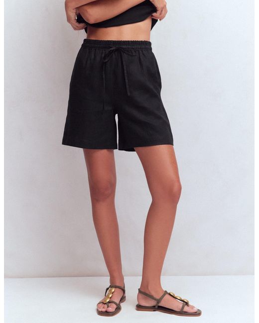 Boden Black Islington Linen Shorts