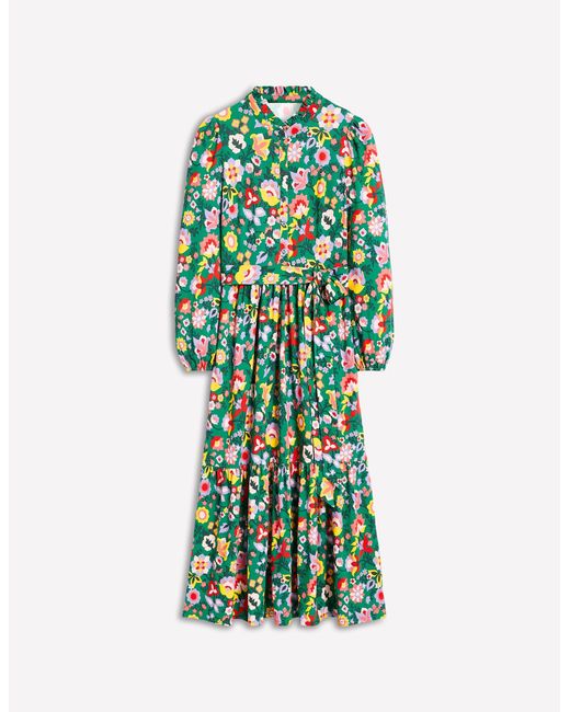 Boden Green Willow Tiered Jersey Dress