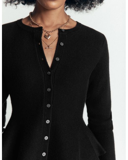 Boden Blue Fitted Wool Peplum Cardigan