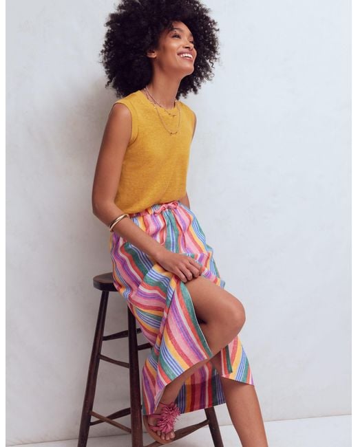 Boden Natural Layla Linen Skirt