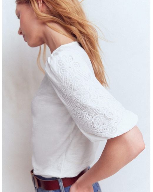 Boden Gray Tape Lace T-Shirt