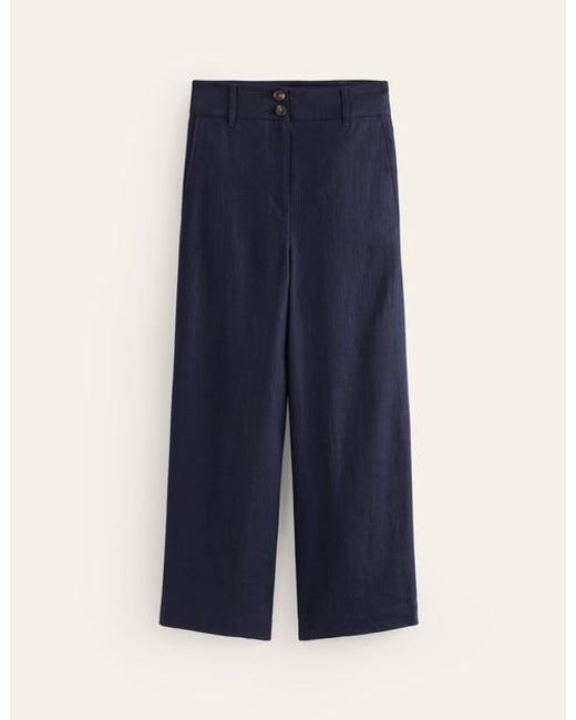 Boden Blue Westbourne Cropped Linen Pants