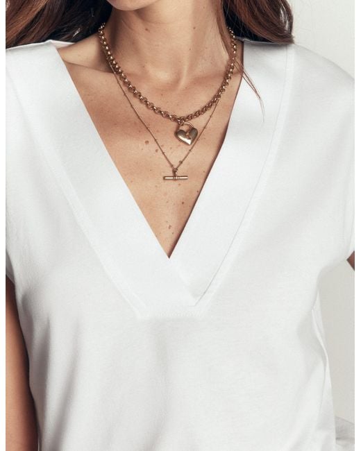 Boden White Supersoft V-Neck T-Shirt