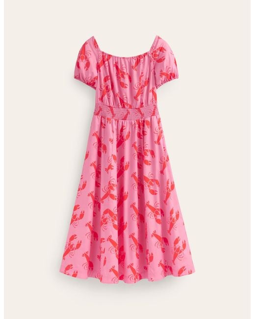 Boden Pink Amber Cotton Midi Dress