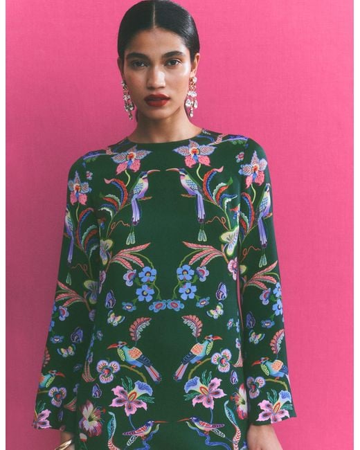 Boden Green Flared Sleeve Shift Dress