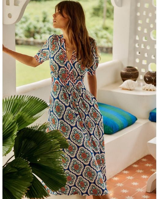 Boden White Lily Jersey Midi Tea Dress