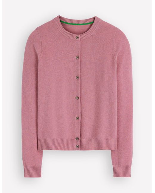 Boden Pink Elsie Cashmere Crew Cardigan
