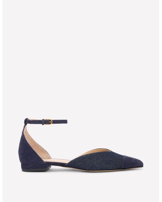 Boden Blue Pointed Toe Cap Flats