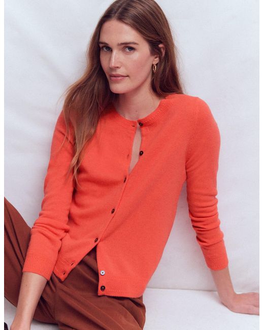 Boden Red Eva Cashmere Crew Cardigan