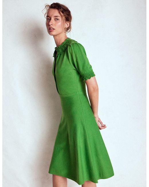 Boden Green Melina Ruffle Knitted Dress