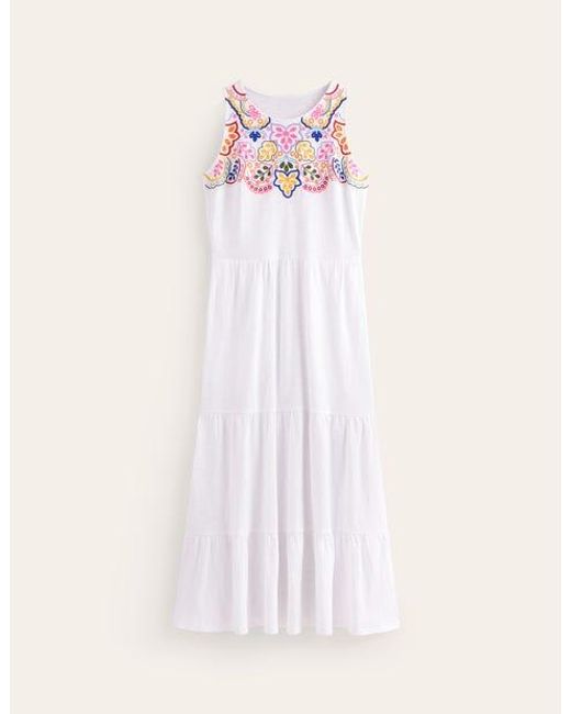 Boden Pink Embroidered Jersey Midi Dress