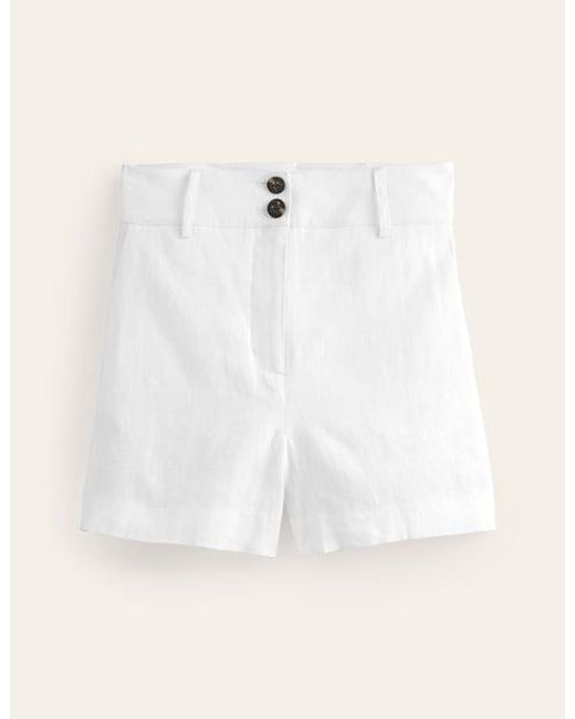 Boden White Westbourne Linen Shorts