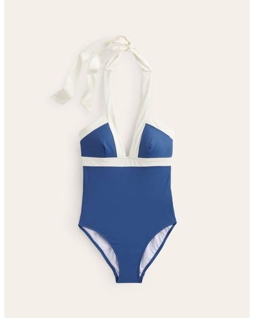 Boden Blue Ithaca Halter Swimsuit