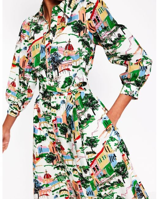 Boden White Clara Hemdblusenkleid Aus Baumwolle-Bunt, Bemalte Dörfer